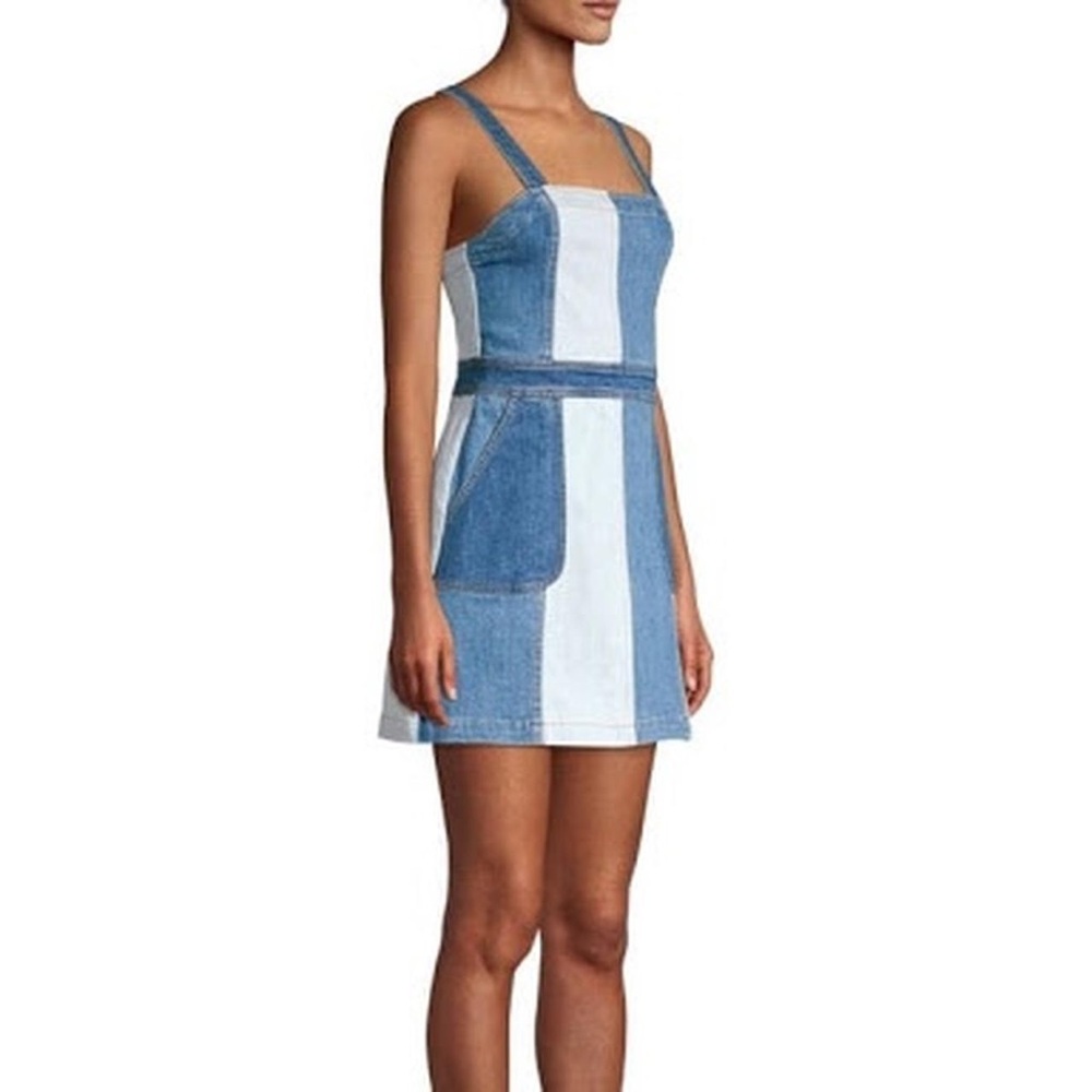 Alice + Olivia Jeans "Jamie" two-tone denim patchwork mini dress-Size 8- Y2K